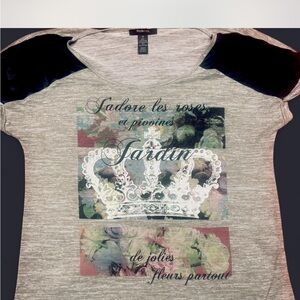 Desigual  Beige and black Graphic Print Women's Top